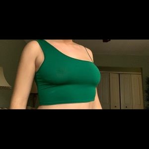One shoulder with strap cropped top